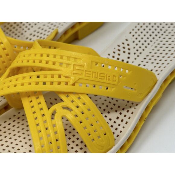 Vintage Sensi & C Pool Spa Wedge Sandals Assisi Italy Size 8 38 39 Yellow - Picture 9 of 10